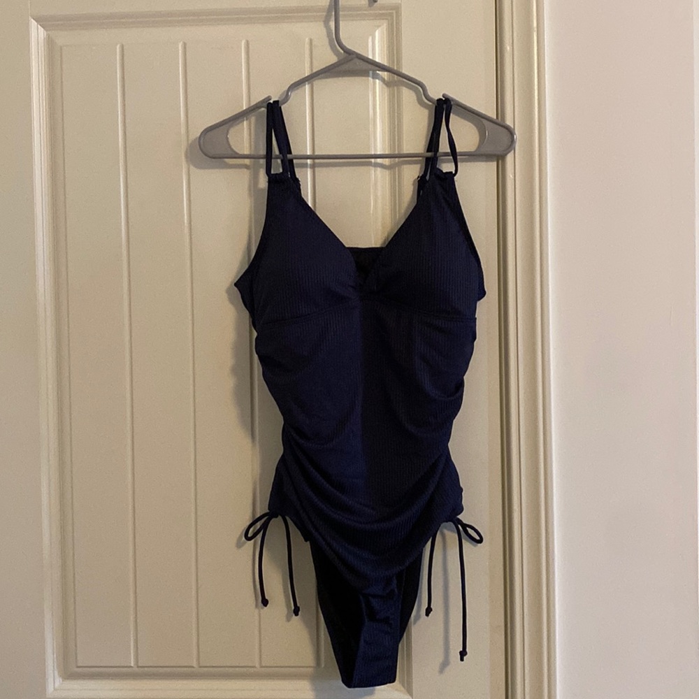 Amazon v neck navy swimsuit